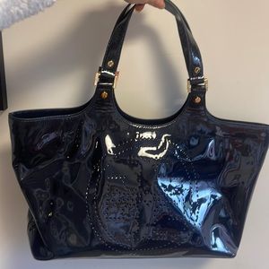 Tory Burch navy blue patent tote
